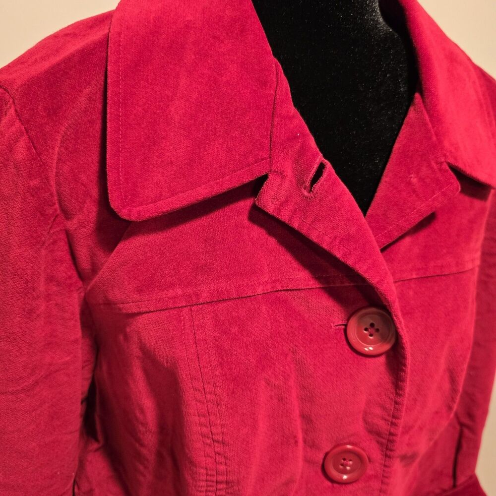 Talbots Red Velvet Jacket Blazer 14W Preppy Retro Chore Barn Vintage 90s Bright - Picture 2 of 10